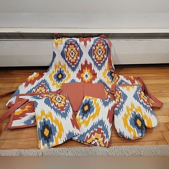 5 Pcs Aztec Theme Kitchen Towels Southwestern Mits Apron - Picture 1 of 3